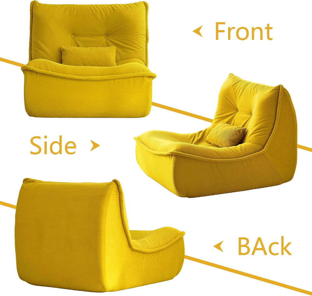 Bean Bag Chair for Adults, Single Lounge Chair with Lumbar Pillow, Comfy Floo...