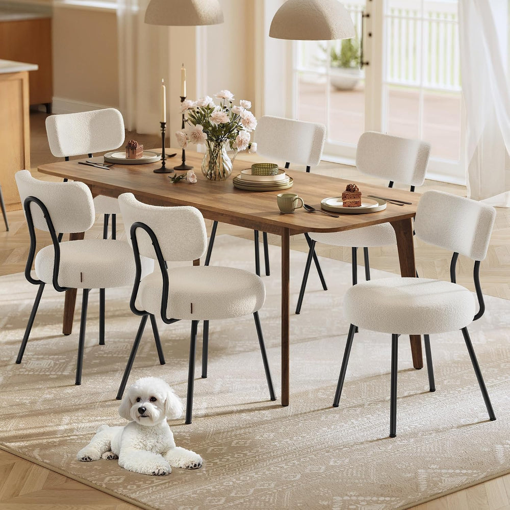 VASAGLE Boucle Dining Chairs Set of 6, Upholstered Kitchen Chairs