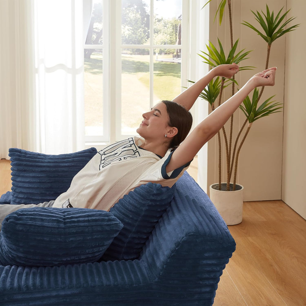 Tmsan Oversized Chaise Lounge Chair Indoor, 78.7" Extra Deep Floor Cordu...