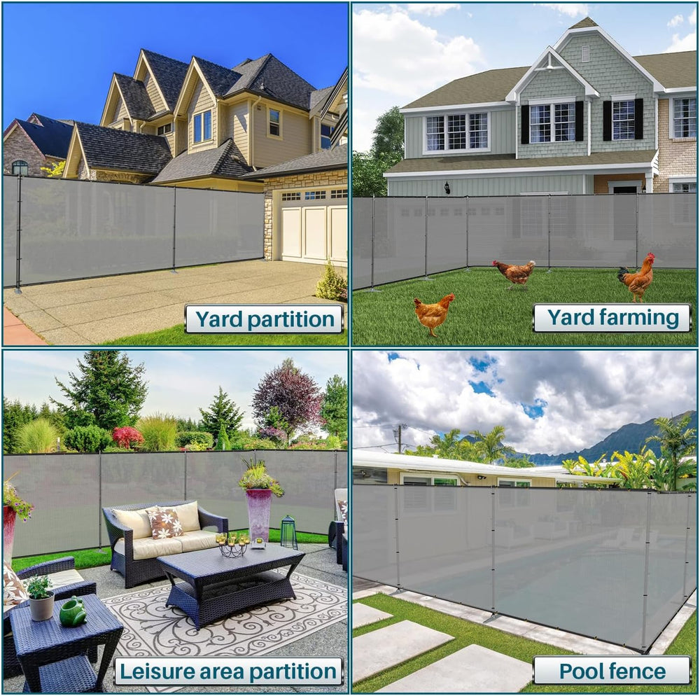 Coarbor Iron Poles Privacy Fence 6'H x 24'W Metal Fence Covering Priv...