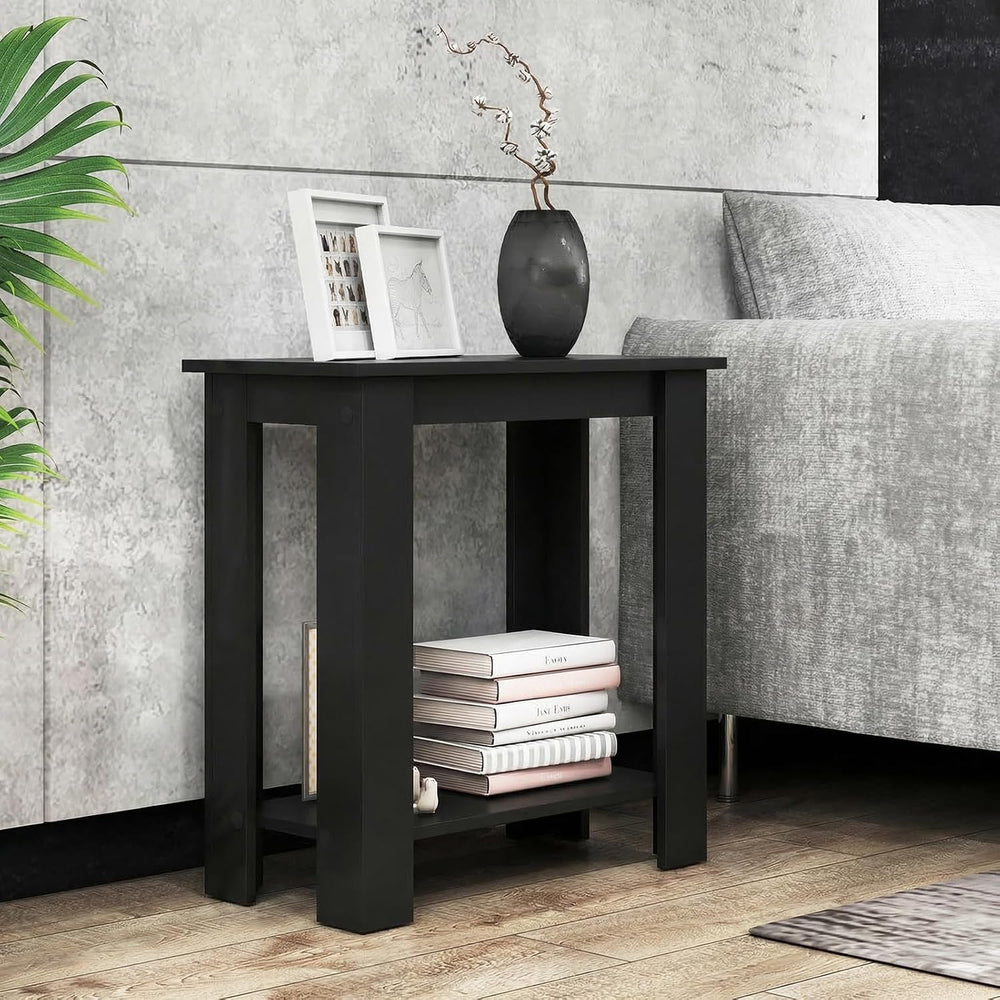 GOFLAME 24” Side Table, 2-Tier Rectangular End Table with Storage Shelf, Mult...