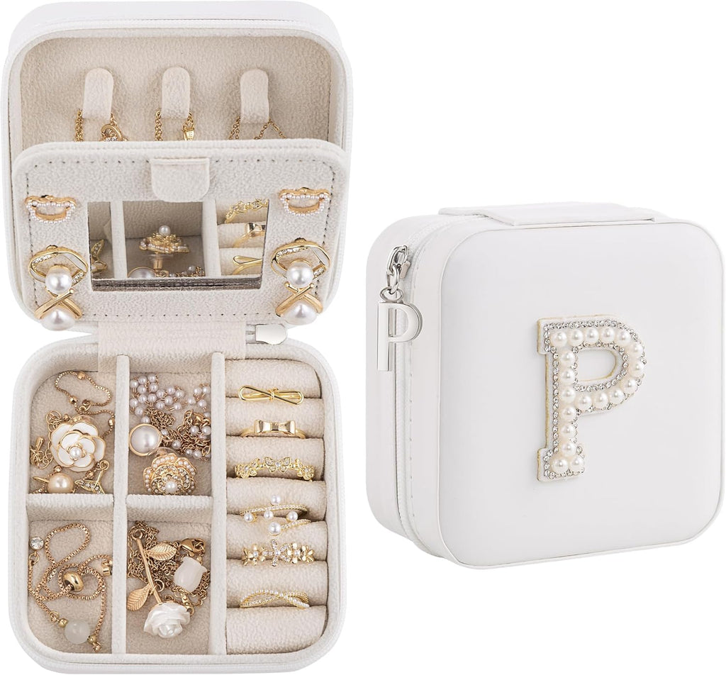 Birthday Gifts For Women, Initial Jewelry Box, Travel Jewelry Case, Gifts for Wife Girlfriend, Small Travel Jewelry Organizer, Gift for Girls, Graduation Gifts for Her, Bridesmaid Gifts