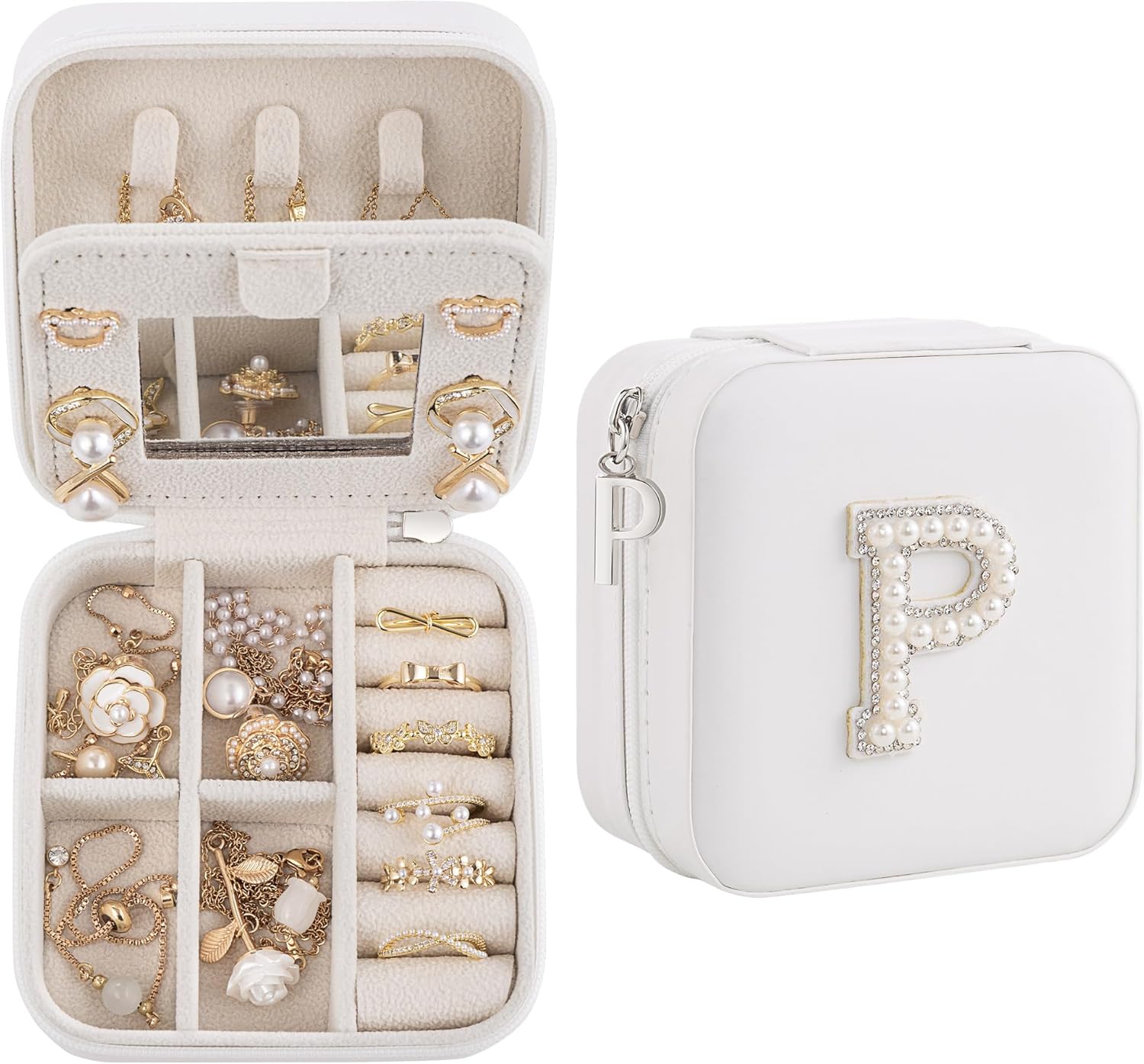 Birthday Gifts For Women, Initial Jewelry Box, Travel Jewelry Case, Gifts for Wife Girlfriend, Small Travel Jewelry Organizer, Gift for Girls, Graduation Gifts for Her, Bridesmaid Gifts