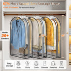 MISSLO 10" Gusseted All Clear Garment Bags for Hanging Clothes 3 Packs 40" Suit Bags for Closet Storage Hanging Clothes Storage Suit Cover for Shirts, Coats, Dresses
