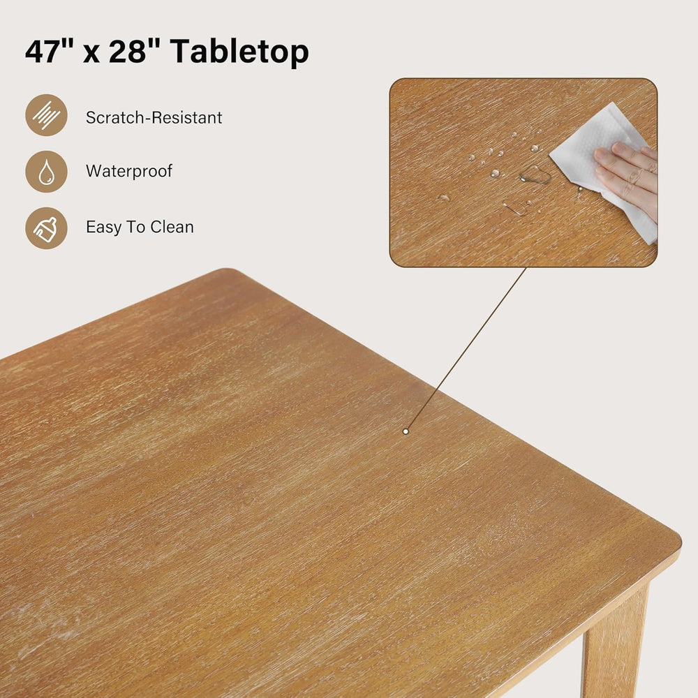 Farmhouse Dining Table Set for 4, Wooden Kitchen Table & Solid Wood Chair...