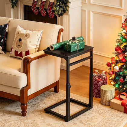 facka C Shaped TV Tray Table, Adjustable Height & 0-60° Tilt for Couch