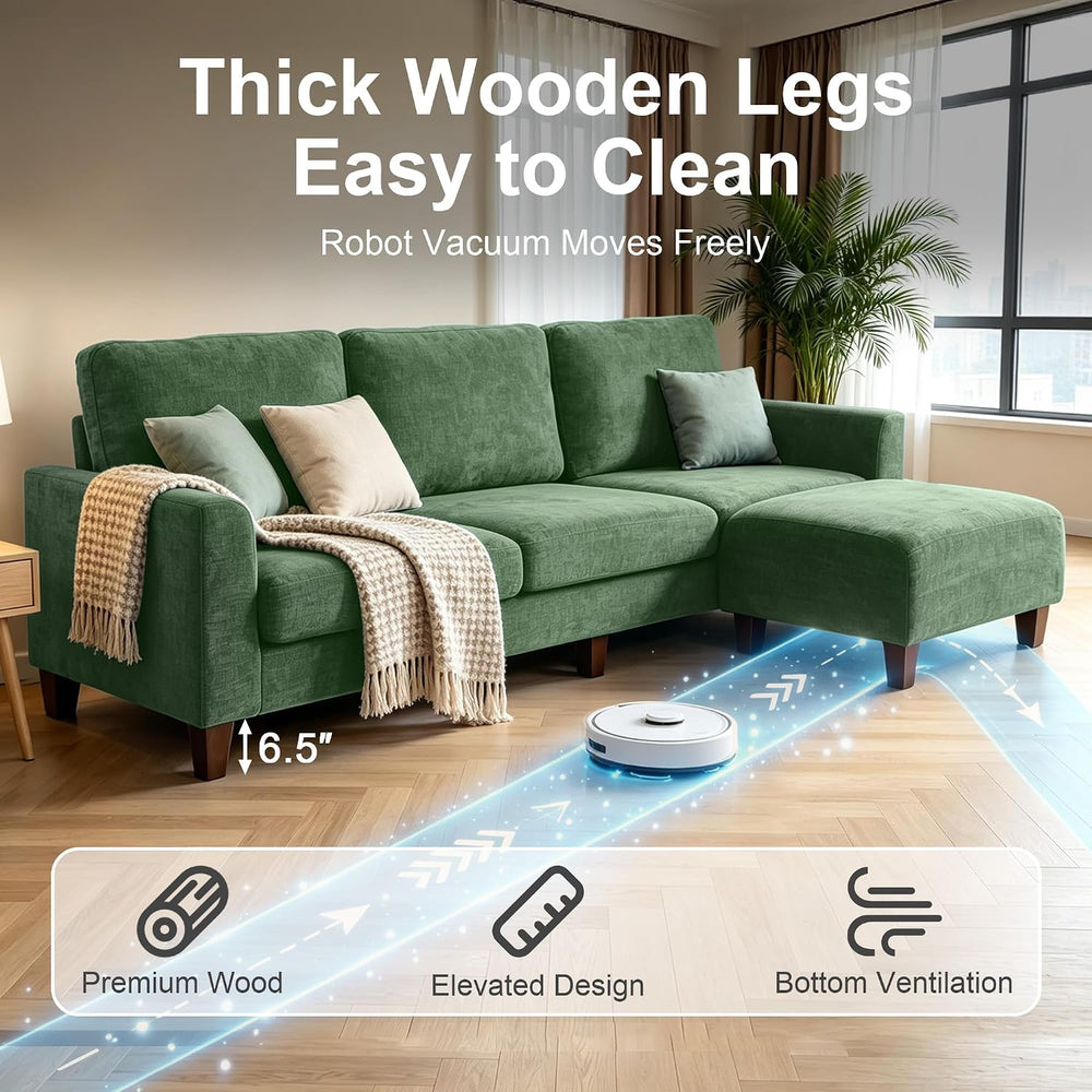 L Shaped Sectional Couch for Living Room, Modular Small Sofa with Ottoman | 9...
