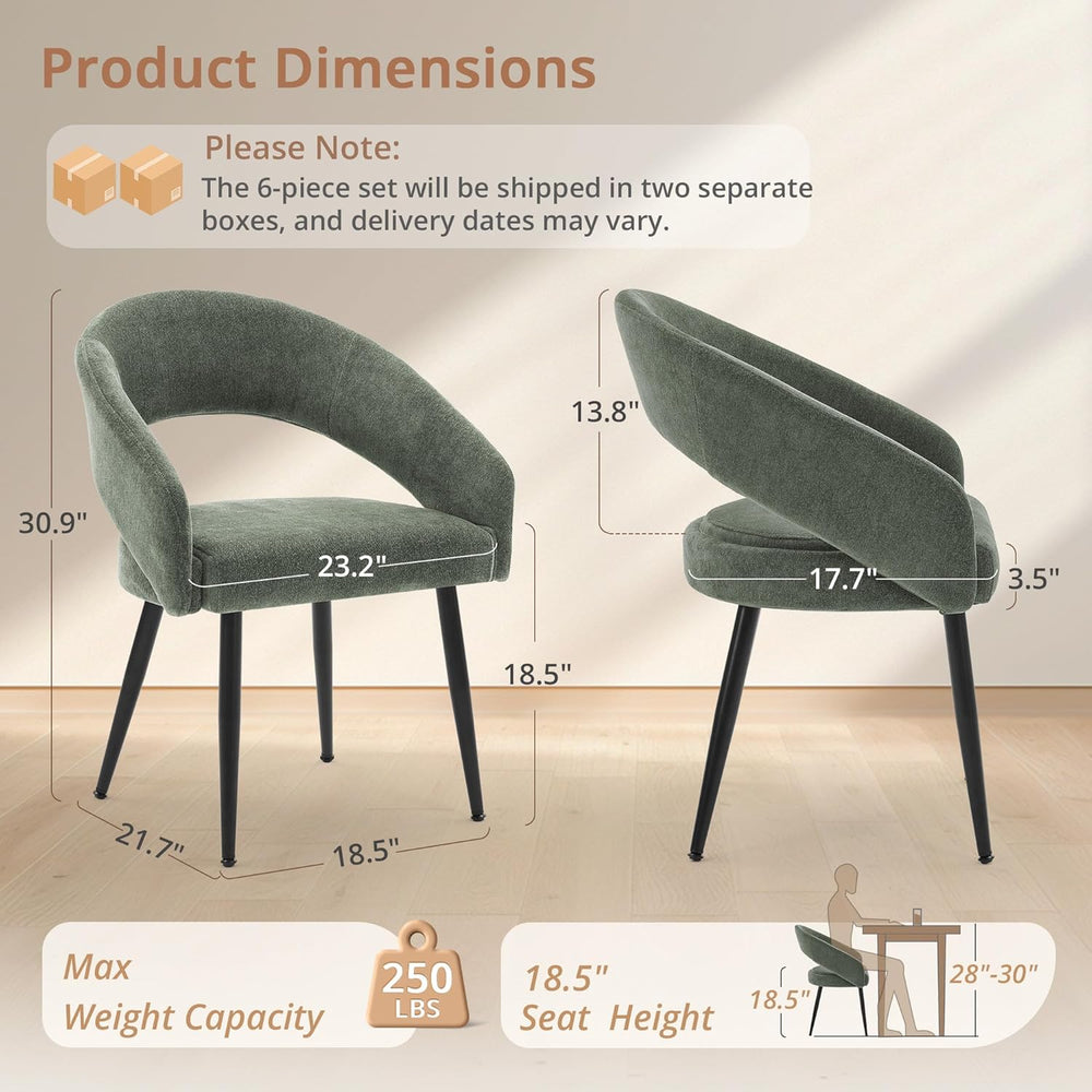 LUE BONA Modern Dining Chairs Set of 4, Upholstered Armrest Side Chairs for K...