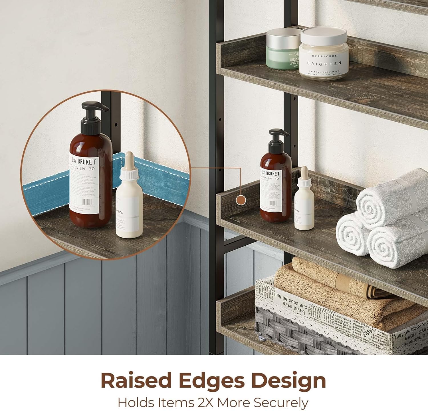 Rolanstar Over The Toilet Storage 4-Tier, Sturdy Bathroom Shelf with Adjustable Shelf, Freestanding Over The Toilet Rack for Bathroom, Behind Toilet Rack, Fix Most Toilet, Space-Saving, Gray