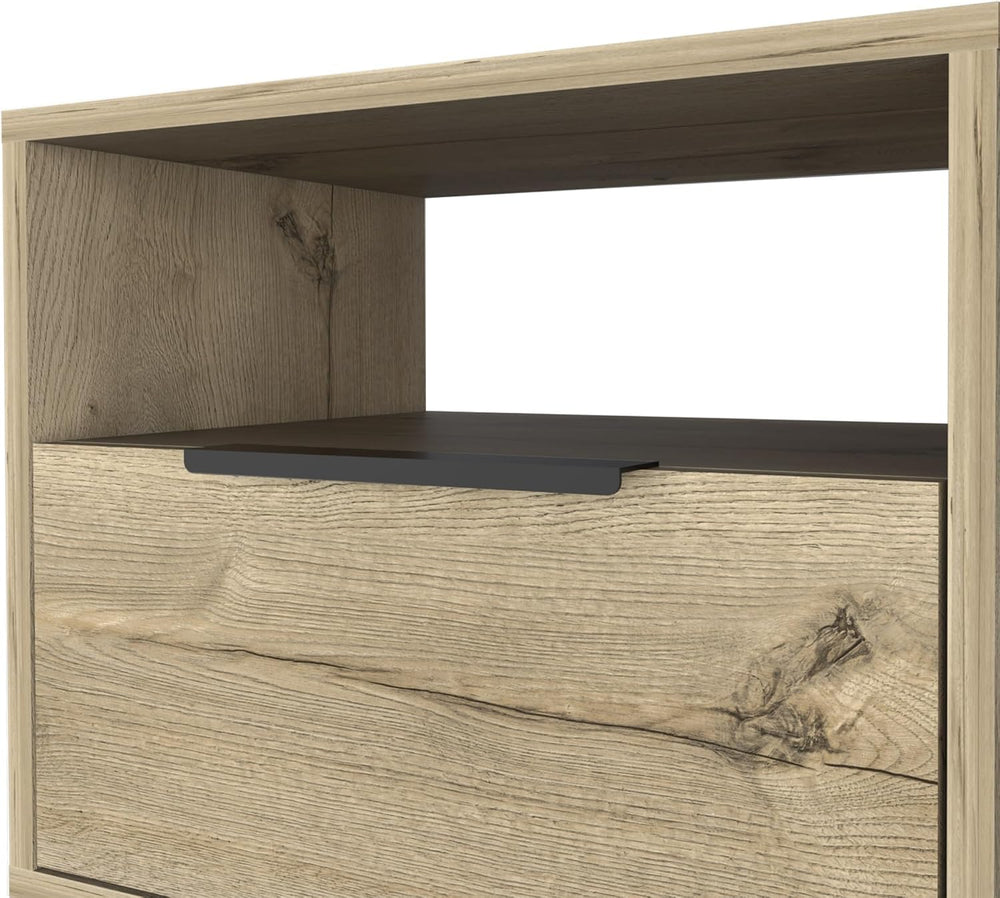 Nightstand 22" H, One Open Shelf, Single Door Cabient, Hairpin Legs, Lig...
