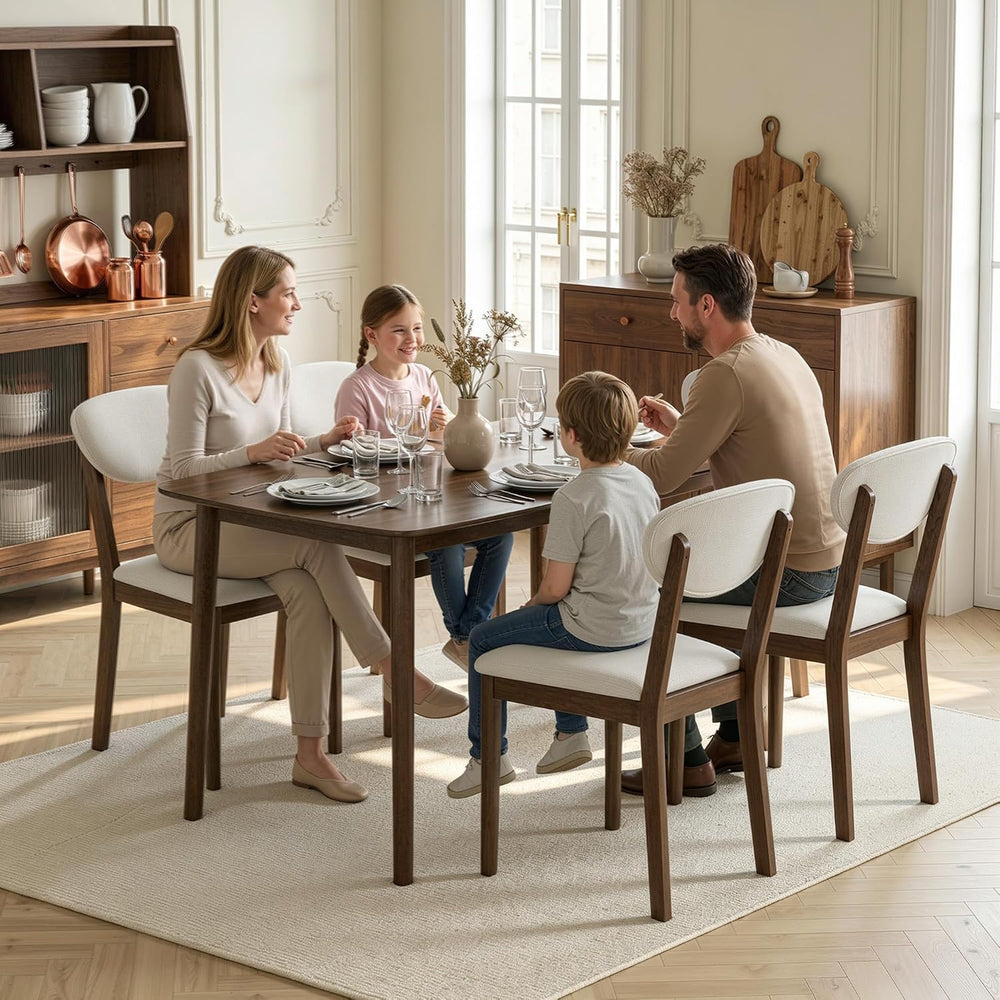 HOMCOM 5-Piece Dining Table Set for 4 with Solid Wood Frame, Cream White | Ki...