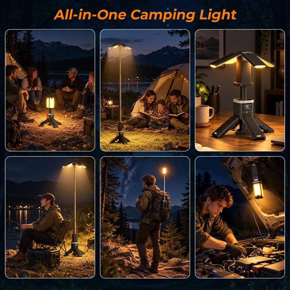 Clemas Telescopic Camping Lights with Remote & RGB,14000mAh Rechargeable ...