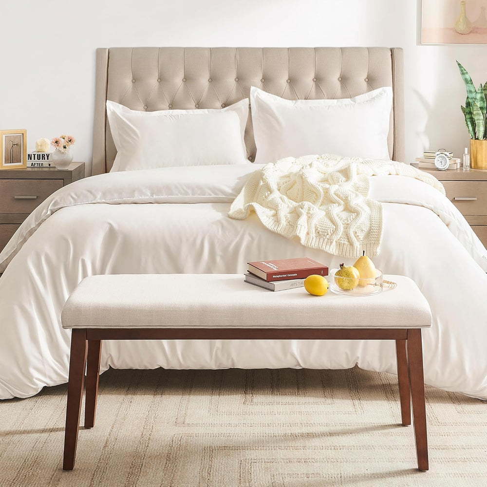 kinmars Upholstered Bench for Bedroom End of Bed,42.5-inch Entryway Bench for...