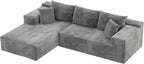 108” Cloud Sectional Couches, Boneless Couch Modular L-Shaped Sofa with Deep Seat, Modern Comfort Upholstered Sofas for Living Room, No Assembly Required (Corduroy, Grey)