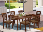 East West Furniture DODA7-MAH-C 7 Piece Modern Dining Table Set Consist of a Rectangle Wooden Table with Butterfly Leaf and 6 Linen Fabric Dining Room Chairs, 42x78 Inch, Mahogany