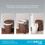 BIRDROCK HOME Seagrass Laundry Hamper with Lid & Liner - Handwoven Round Basket with Handles for Laundry/Dirty Clothes - Organizer, Storage, Shelves, Bin in Bathroom, Bedroom & Laundry Room - Espresso