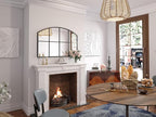 Window Pane Black Mirror, 36" x 24" Farmhouse Arched Window Mirror, Large Grid Mirror for Living Room Bedroom Fireplace Hallway Entryway