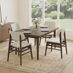 Wooden Dining Chairs Set of 4, Upholstered Modern Dining Room Chairs, Solid Oak Wood Kitchen Chairs with Soft Cushion Backrest for Farmhouse, Restaurant, Café (Cream Fabric & Walnut Color)