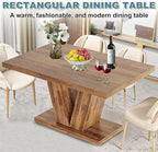 Dining Table for 4-6, 47" Farmhouse Dinner Table with with Wooden Tabletop and Heavy Duty Pedestal Wooden Rectangular Kitchen Tables for Dining Room, Kitchen, Living Room, Walnut Brown
