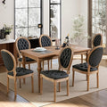 French Country Dining Chairs Set of 6,Farmhouse Upholstered Dining Room Chairs with Tufted Round Back&Solid Leg,PU Leather Kitchen Side Chairs for Kitchen/Bedroom/Dining Room,Black
