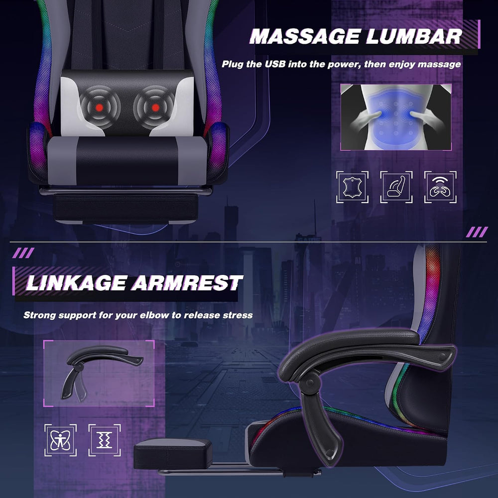 Homall Gaming Chair, Video Game Chair with Footrest and Massage Lumbar Suppor...