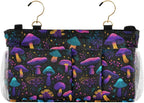 Neon-colored Mushrooms Stars Dots Bedside Caddy for Dorm Bed Bedside Hanging Caddy Bag Iron Frame Storage Organizer Pocket for Bunk Home College Hospital Beds 2 Hooks