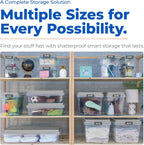 Hefty 18 Qt Hi-Rise Storage Bin with Lid, Stackable Plastic Storage Container, Organizer for Home, Garage & Closet, 8 Pack, Gray