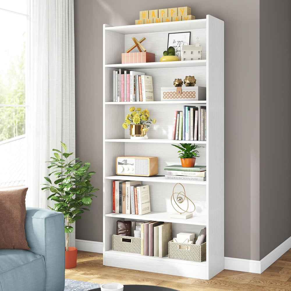 Tribesigns 78-inch Tall Bookcase, Modern 7-Tier White Library Bookshelf with ...