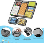 Marbrasse 3 Pack Desk Drawer Organizers with 9 Adjustable Compartments for Makeup, Office Supplies & Accessories (Black)