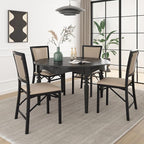 VECELO Folding Chairs Set of 4 with Cushion, Foldable Padded Seats with Heavy Duty Metal Frame for Kitchen/Dining/Living Room, No Assembly & Space Saving Design, Beige