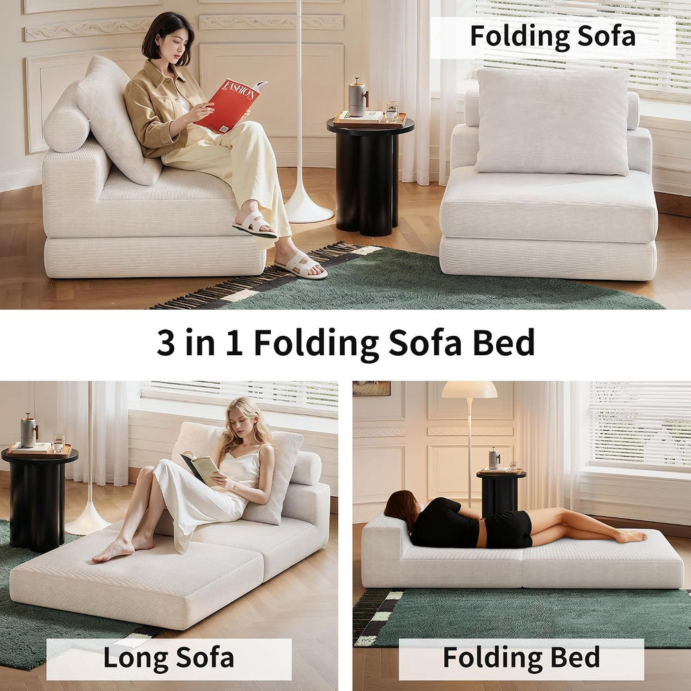 Folding Sofa Bed, 3-in-1 Convertible Sleeper Chair Bed with Pillows, Foldable...