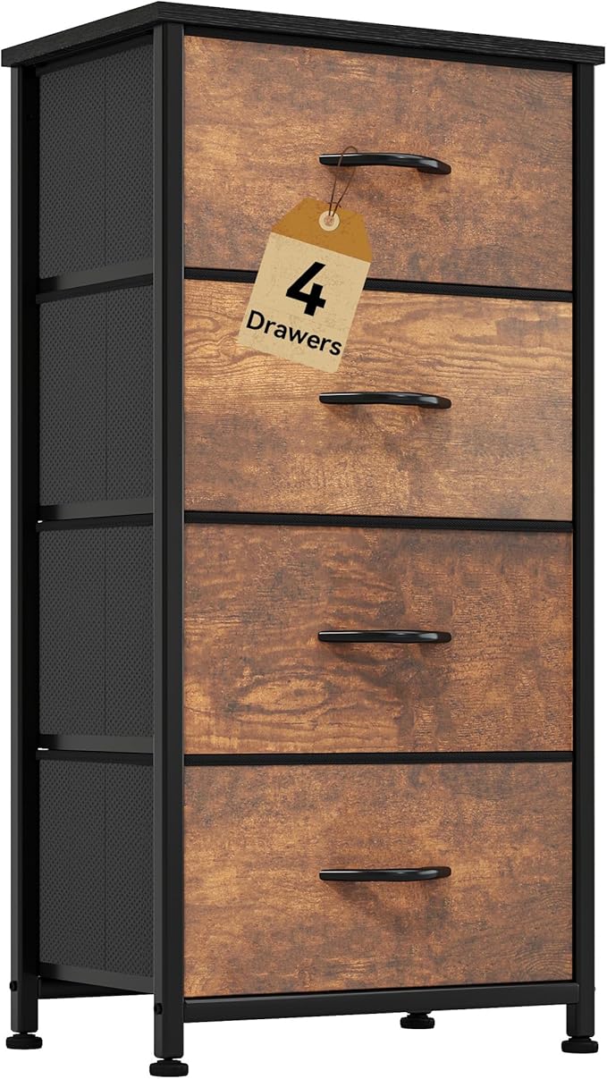 DWVO Dresser with 4 Drawers - Fabric Storage Tower, Organizer Unit for Living Room, Hallway, Closets