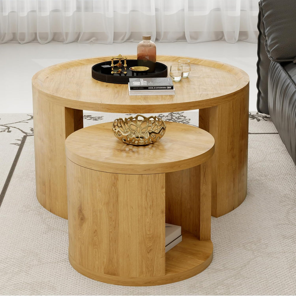 32" Anti-Slip Nesting Tables, Nesting Side Tables with Smooth Wood top, ...