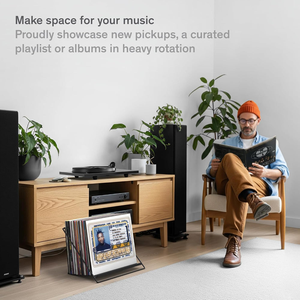 Boundless Audio Vinyl Record Storage Rack - Record Holder for 50 LPs, Black |...