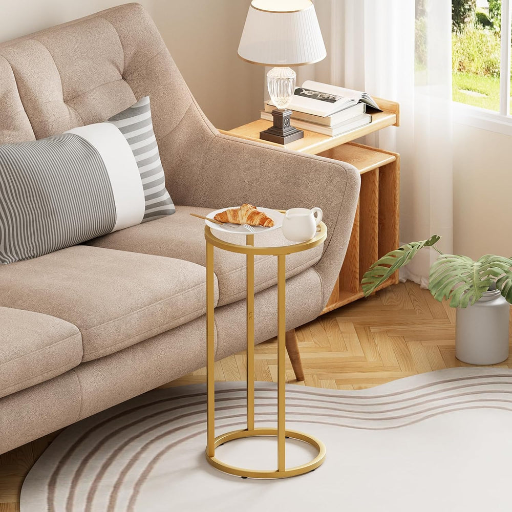 Easy Paws C Table Side End Table, Small Round Couch Sofa Tray Snack Table for...