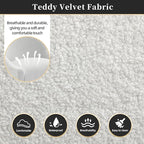 Modern Velvet Dining Chairs Set of 2, Contemporary Upholstered Furniture Collection with Polished Gold Metal Legs, Elegant Accent Chairs for Kitchen Living Room(Teddy Fleece,White)