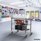 YNN Utility Rolling Cart,990Lbs 3 Tier Heavy Duty Metal Cart with Wheels & Handle NSF Wheeled Cart 31" D x 18" W x 33" H for Bedroom, Bathroom, Kitchen,Garden,Decor,Serving