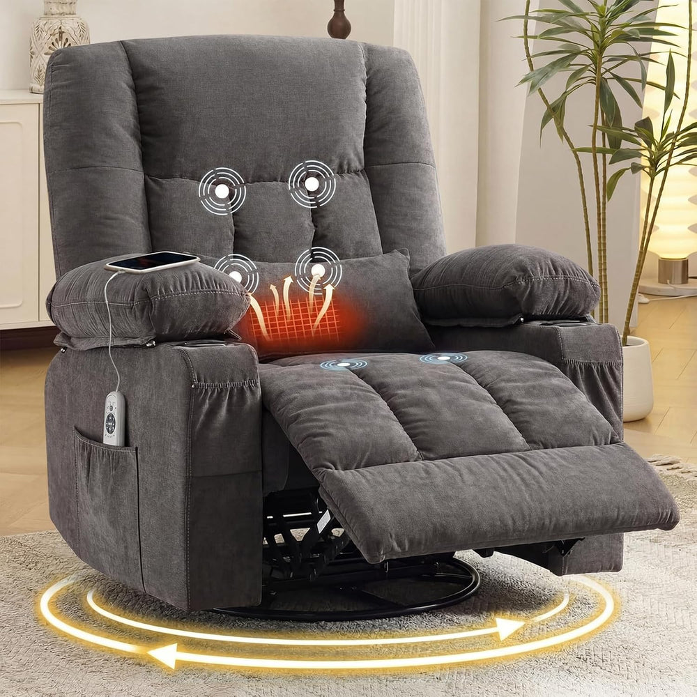 Swivel Rocker Recliner Chair with Vibration Massage and Heat Ergonomic Lounge...