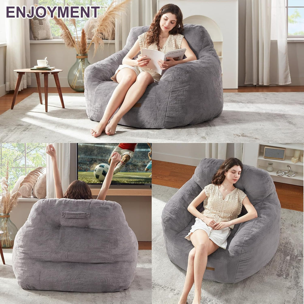 EBENCHICO Giant Bean Bag Chair for Adults Oversized Faux Fur BeanBag Sofa | W...
