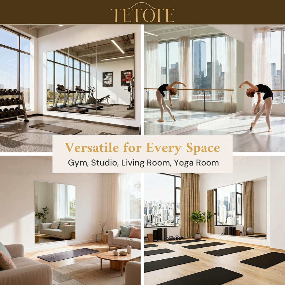 TETOTE Home Gym Mirror for Wall 48" x 32" - 1PC Large Frameless Tem...