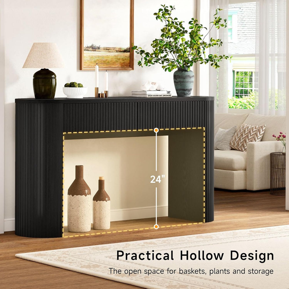 Console Table with Storage Drawers, 55 Inch Fluted Entryway Tables, Mid-Centu...