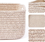 Small Storage Baskets for Organizing | Closet Organizer Bins | Shelf Toy Basket | Woven Rope Baskets | Cube Decorative Box | Shallow Basket | 13x8.5x5.1” | 3 Packs Mixed Brown