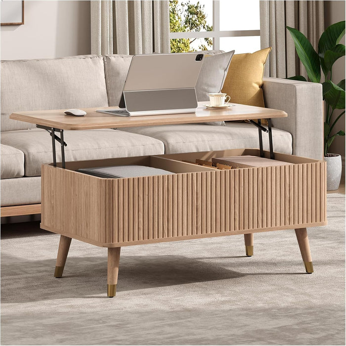 Lift Top Coffee Table with Storage for Living Room,38",Natural Oak