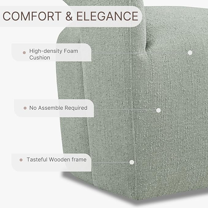 Upholstered Dining Chairs with Casters No Assembly Modern Barrel Armchair with Rollers for Diningroom Bedroom Livingroom Reading Room