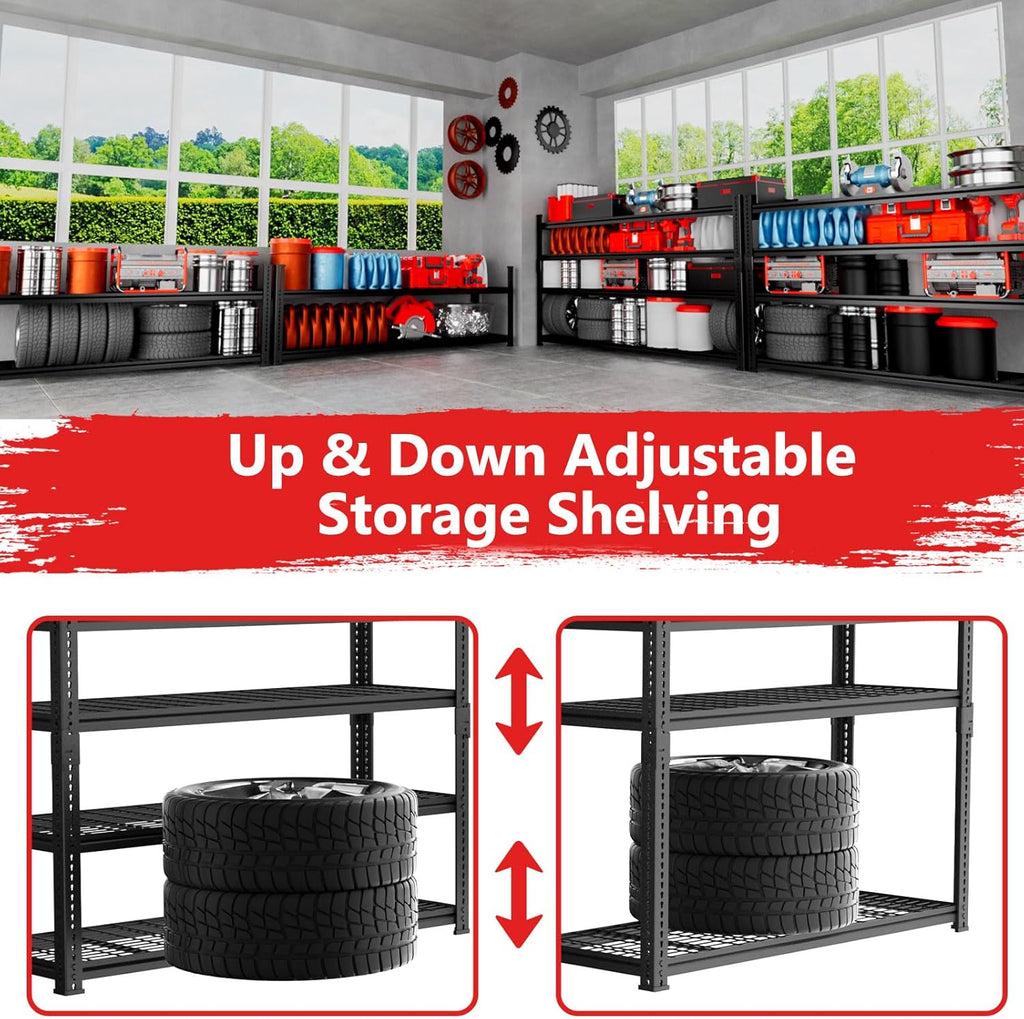 Storage Shelves 3PCS Garage Shelving Heavy Duty 2640LBS Capacity, 60"L x 24"W x 60"H Adjustable Metal Shelving Organizer Wire Rack, 4 Tier Utility Shelf Unit for Pantry Closet Warehouse Organization