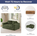 MAXYOYO 63" Loveseat Sofa Couch for Small Spaces, Upholstered Boneless Cloud Couch for Apartment Bedroom, 2-Seater Love Seat Floor Modern Sofa with Pillows, No Assembly Required, Dark Green
