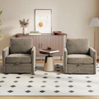 Aoiy & Wifon 29.5''W Swivel Accent Chair, Comfy Modern Square Arm Chair with Hidden Storage for Living Room/Bedroom/Office, Chenille, Taupe