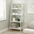 Furinno Ladder Display Shelf, 5-Tier Ladder Shelf, Standing Bookshelf, Display Storage Shelves, 13 x 23.6 x 53.5, for Living Room, Home Office, White