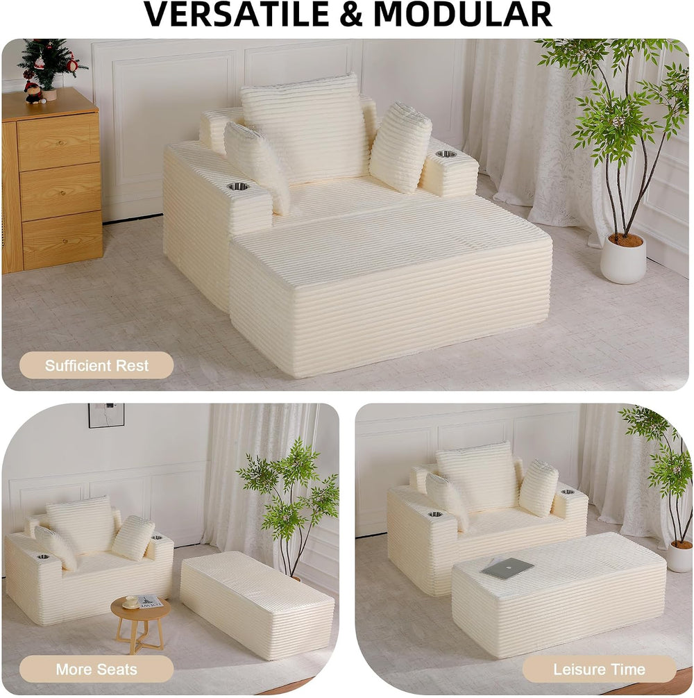 54"W Oversized Chaise Lounge Chair Indoor, Chaise Lounge Couch, Converti...