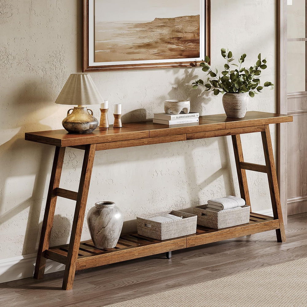 ChooChoo 70.9 Inch Long Console Tables for Entryway, Hallway Table, 2-Tier | ...